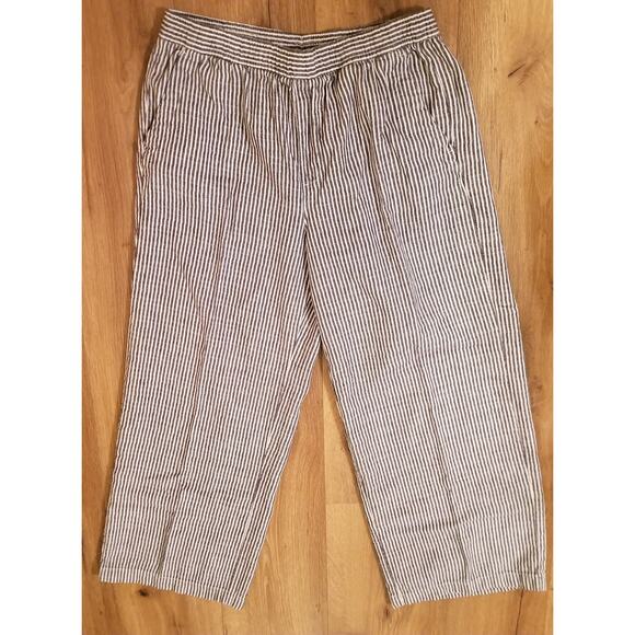 OLD NAVY Black & White Career Casual Striped Pull On Elastic Waist Pants Size M - Picture 2 of 8